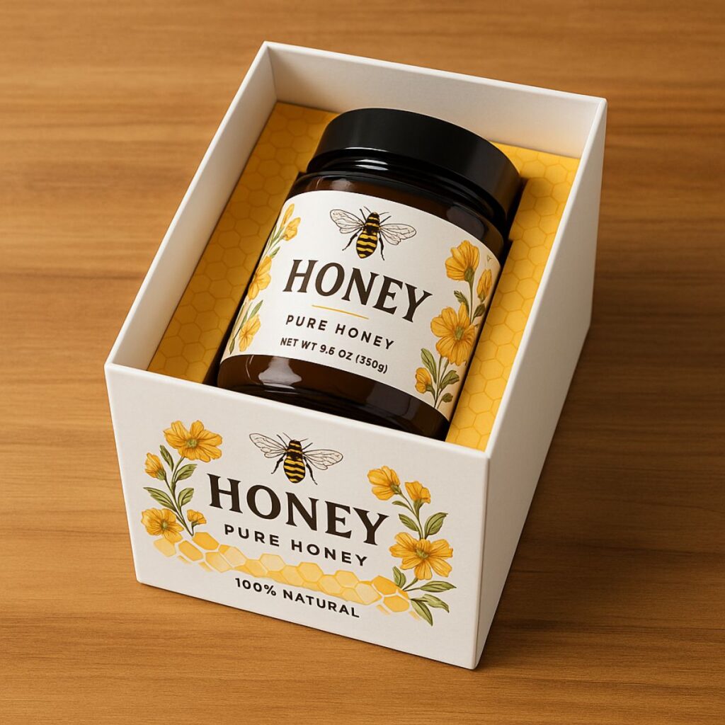 Rigid box honey packaging – premium custom setup boxes by Boxkraft