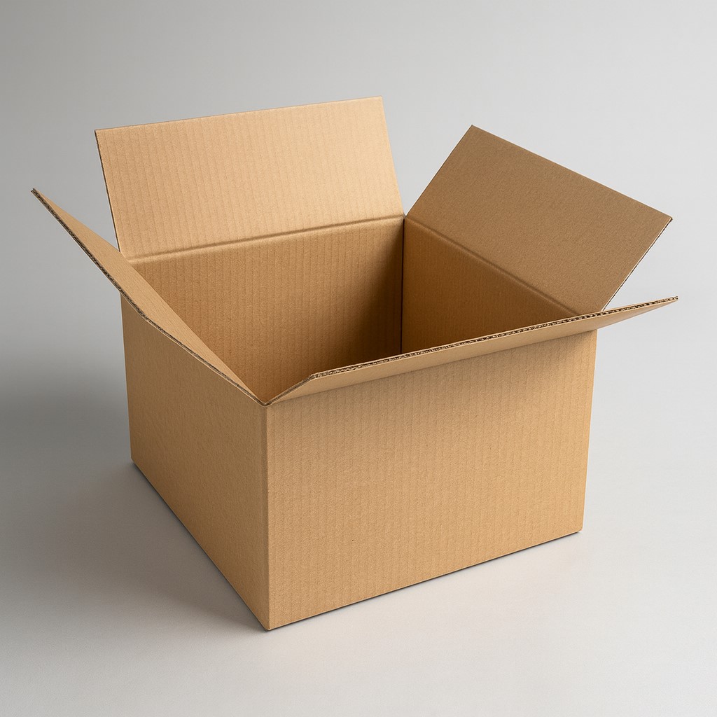 Brown corrugated shipper box for industrial packaging applications