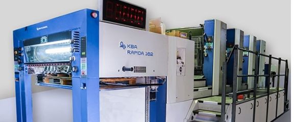 Large-format KBA 1620 printing press running high-quality litho sheets for packaging production.